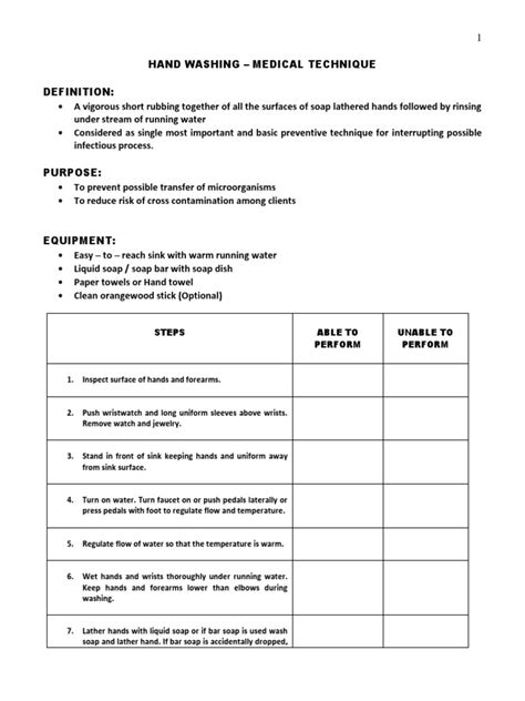 Image result for Hand Washing Checklist