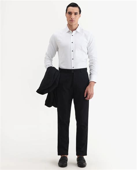 Buy Jacky - Black Premium Regular Fit Jacquard Trousers| Rare Rabbit