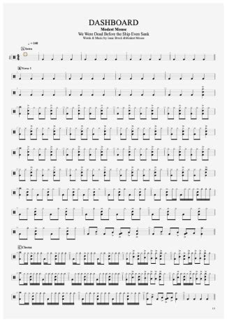 Modest Mouse - Dashboard - Sheet Music For Drums