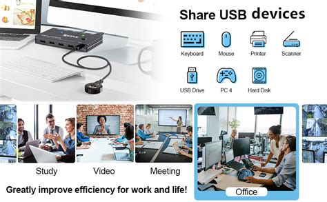 KCEVE Usb C Kvm Switch, 2 Ports Kvm Type-C Switcher Box Support 4K@60Hz ...