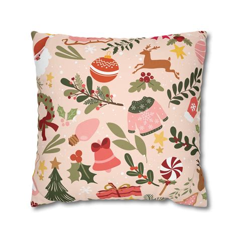 Pink Christmas Pillow Cover, Pink Holiday Pillow Cover 18x18, Pink ...