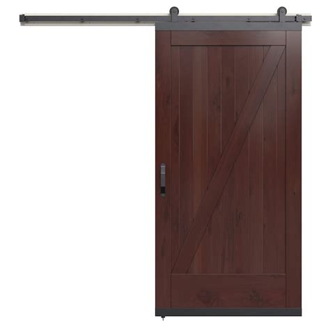 JELD-WEN 42-in x 80-in Spice Z-frame Walnut Wood Solid core Single Barn ...