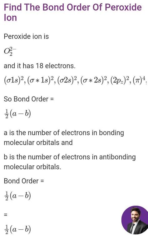 Find The Bond Order Of Peroxide Ion - Brainly.in
