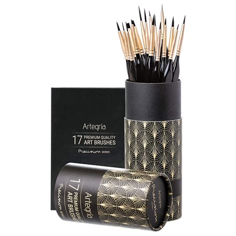 ARTEGRIA Detail Paint Brush Set - 17 Miniature Paint Brushes with Fine ...