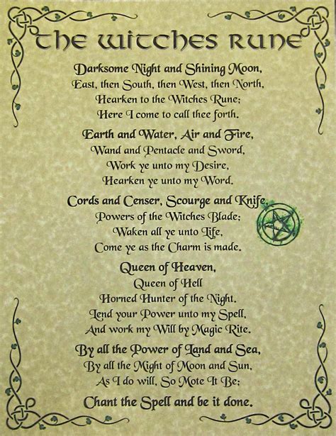 The Witches Rune Wiccan Leaflet Wicca Pagan witchcraft Poster A4 • £1. ...