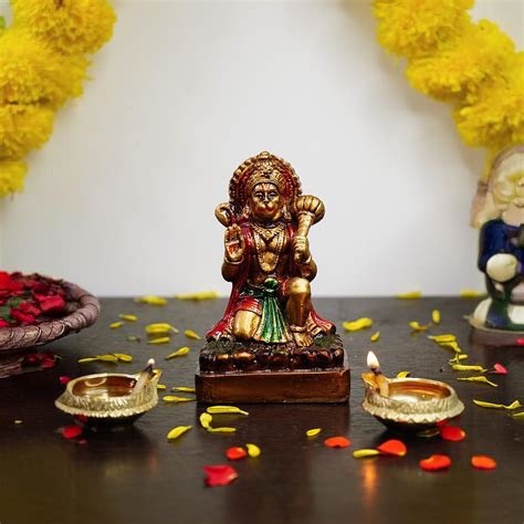 Ekhasa Aura Series Antique Gold Painted Hanuman Ji Murti (5 inch) | Ma ...