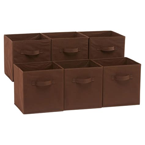 AmazonBasics Foldable Storage Bins Cubes Organizer, 6-Pack, Brown