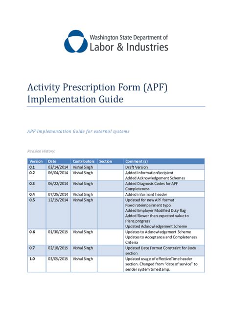 Fillable Online lni wa Activity Prescription Form Implementation Guide ...