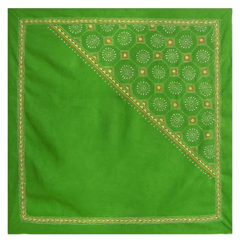 Buy DollsofIndia Green Head Scarf with Kantha Stitch - 34 x 34 inches ...