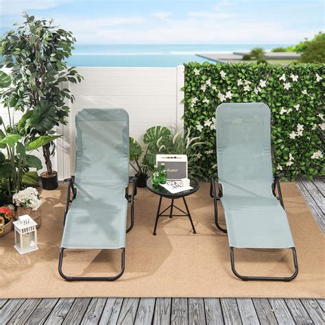 Buy HAPPYGRILL Outdoor Chaise Lounge Chairs Set of 2, Folding Zero ...