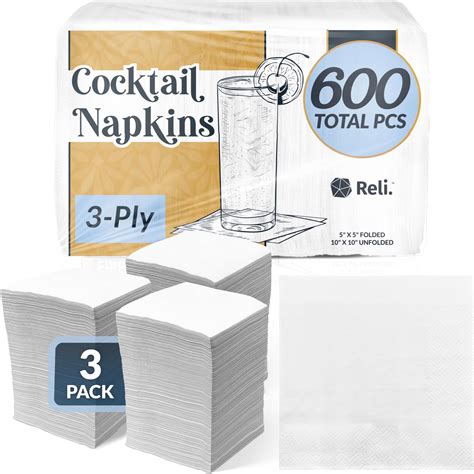 Amazon.com | 500 Pack Cocktail Napkins Paper - Quality 3-Ply White ...