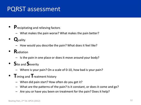 Pqrst Pain Assessment