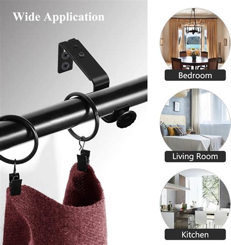 Buy Curtain Rod Bracket, Adjustable Curtain Rod Holders 1 Inch Black ...