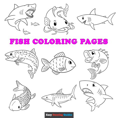 Coloring Fish Printables Sea Creatures Coloring Pages: Fish, Dolphins,