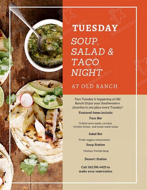 Menu at Old Ranch Country Club, Seal Beach