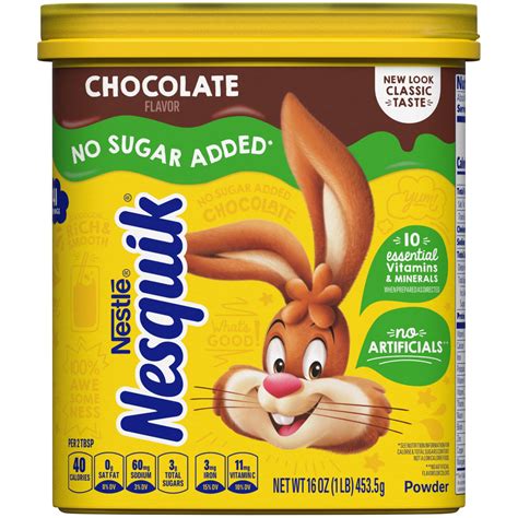 Nestle Nesquik No Sugar Added Chocolate Flavored Powder 16 Oz ...
