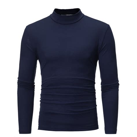 Dagaeig Gold Turtleneck Shirt Men Neck Cotton Long Sleeve Slim Fit ...