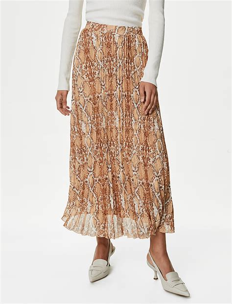 Buy Printed Pleated Midaxi Skirt at Marks & Spencer