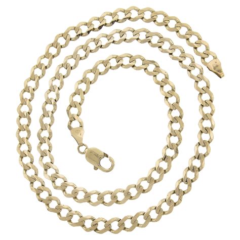 Unisex Solid 14k Yellow Gold 7.1mm Long 23" Cuban Curb Link Chain ...