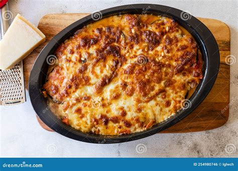 Musaka- Top View Recording from. Traditional Greek Dish of Baked Layers, Eggplant, Meat ... - layers of eggplant and meat