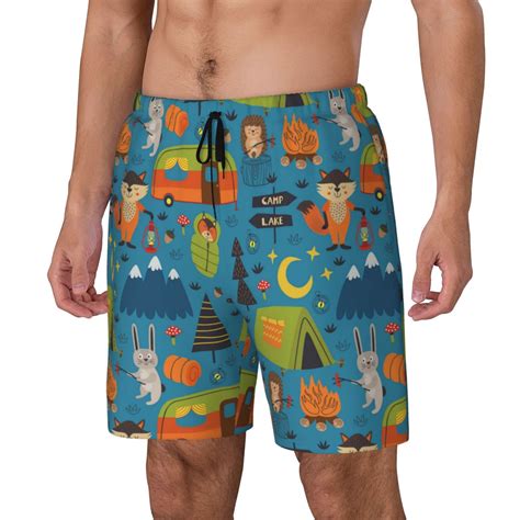Vsdgher Animals In Camping for Mens Swim Trunks with Compression Liner ...