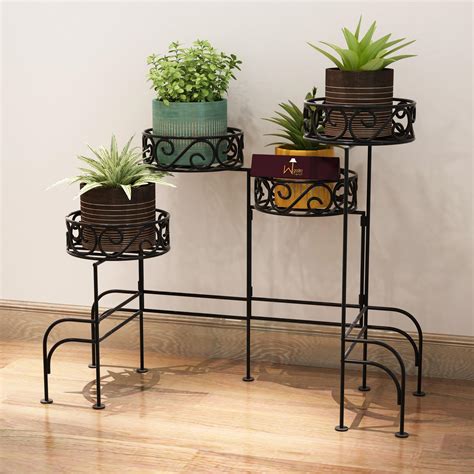 Buy Modern Design Four-Tier Planter Stand Wrought Iron (Black) Online ...