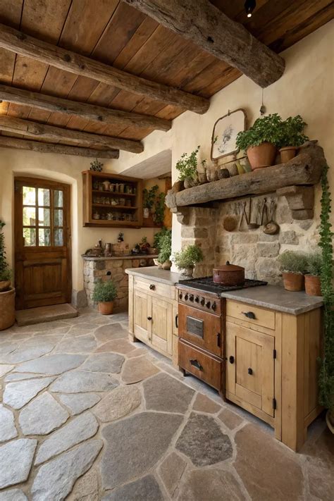 20+ Charming Rustic Farmhouse Kitchen Flooring Ideas in 2025 | Kitchen ...