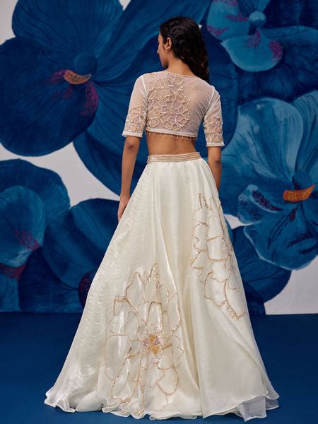 Petal Moon Ivory Organza Lehenga Set – Zoon