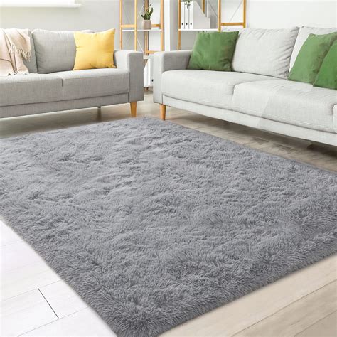 Nefoso Shag Light Gray Area Rug, 8' x 10' Soft Fluffy Area Rugs for ...