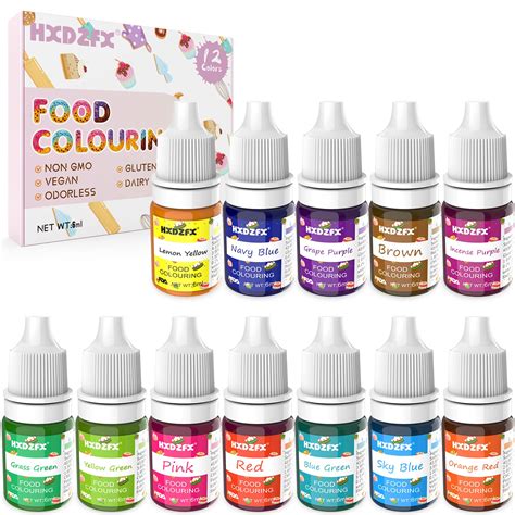 Buy Food Colouring - 12 Colours x 6ml Food Dye Concentrated Liquid Cake ...