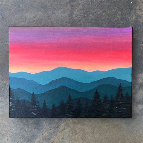 Shenandoah Sunset Acrylic Painting Mountain Painting Wall - Etsy Canada in 2023 | Flower ...