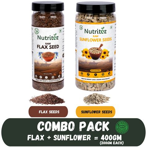 Nutritoz Raw Flax Seeds and Sunflower Seeds Combo with Omega3, Calcium