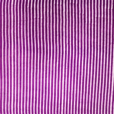 ( Pre-Cut 1.75 Meter ) Pure Cotton Dabu Purple With Cream Stripes Hand ...