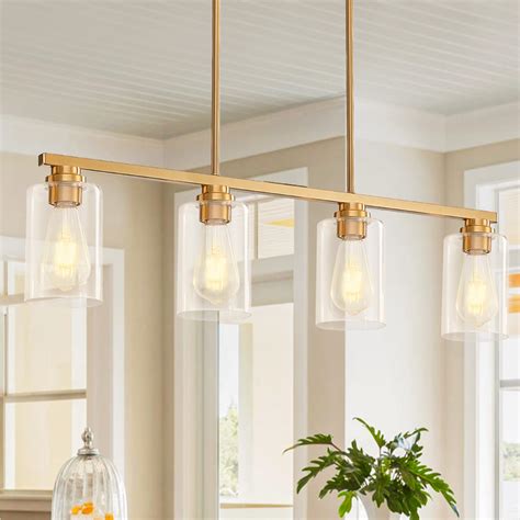 Amazon.com: Mecgirn Island Light for Kitchen, Brushed Gold Dining Room ...