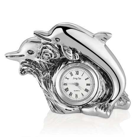 2 Dolphins Clock- Silver – Momentz