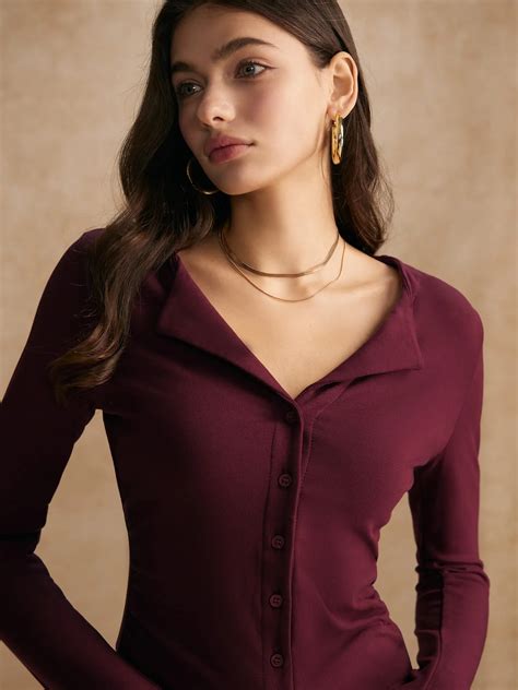 Cotton Collar Button Front Long Sleeve Top | Savana | Bestsellers