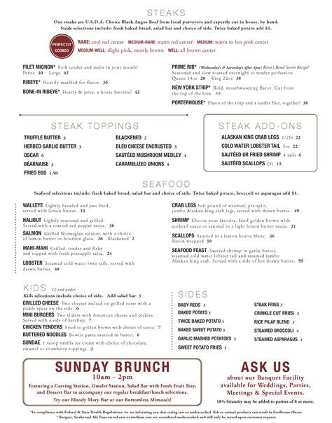 Rivers Bend Restaurant Menu at Vaughn Josephs blog