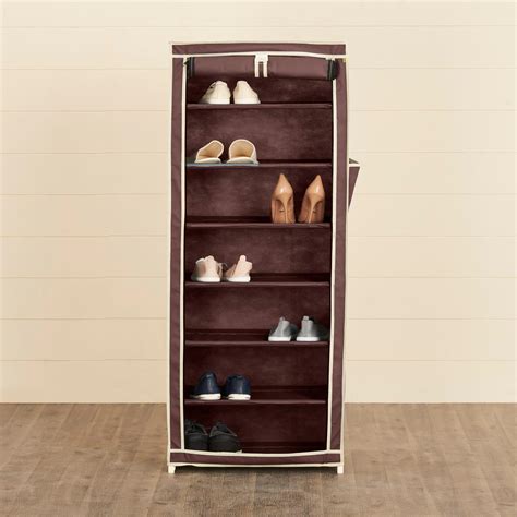 Buy Helios Footon Fabric 8 Pairs Collapsible Shoe Rack - Brown from ...