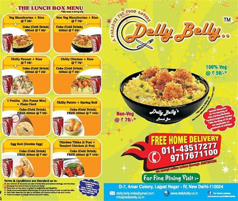 Menu at Delly Belly, New Delhi, /58 Naiwala Gurudwara Road
