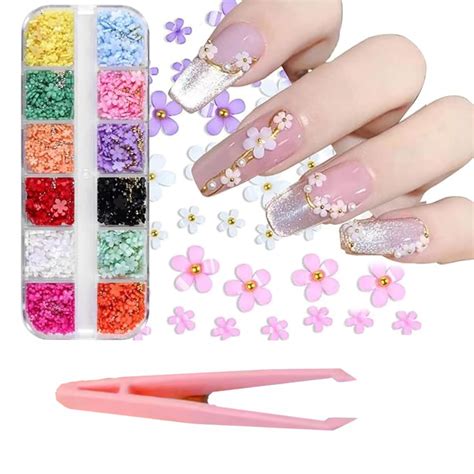 HUDA GIRL 3D Flower Nail Art Charms Kit for Women - Beads Kit, Nail ...