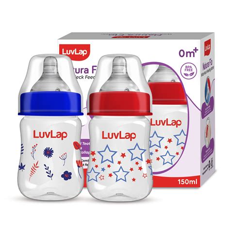 LuvLap Anti-Colic Wide Neck Natura Flo Baby Feeding Bottle, 150ml (Pack ...