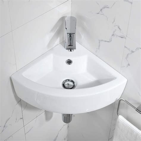Buy Bokaiya Small Wall Mount Corner Bathroom Sink and Faucet Combo with ...