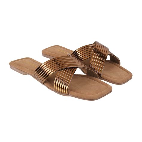 Lazera Metallic Cross-Strap Flats (1362) – Lazera Shoes