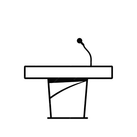 Microphone on top the podium is rectangular in shape and has a flat ...