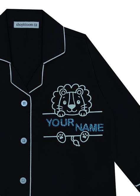 Customized Name Glow in the Dark Lion Print Long Sleeve Kids Night Sui ...