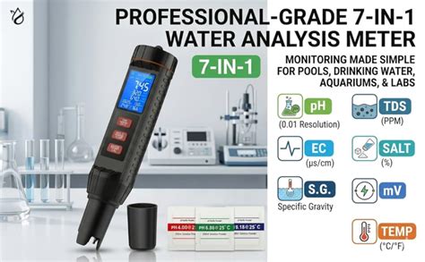 7-in-1 Digital Water Quality Tester | pH, TDS, EC, ORP, Salinity, S.G ...
