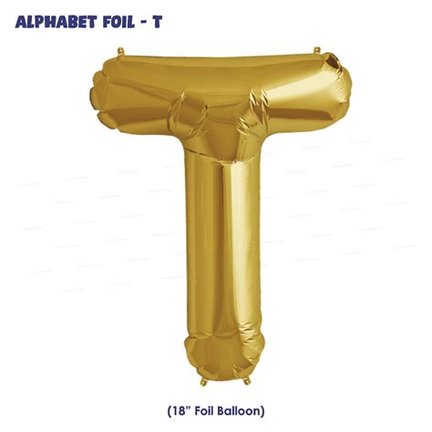 Alphabet T Premium Gold Foil Balloon | Party Supplies India Online