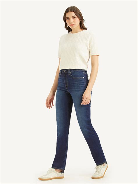 Women's 724 Dark Blue Straight Fit High Rise Jeans – Levis India Store
