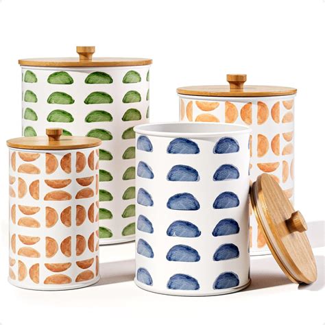 Amazon.com: Kitchen Canisters for Countertop Set of 4 - Patterned Iron ...