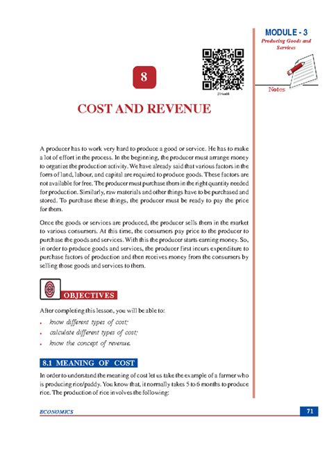 COST AND REVENUE NOTES - MODULE 3 ECONOMICS CLASS 12 ISC - Studocu